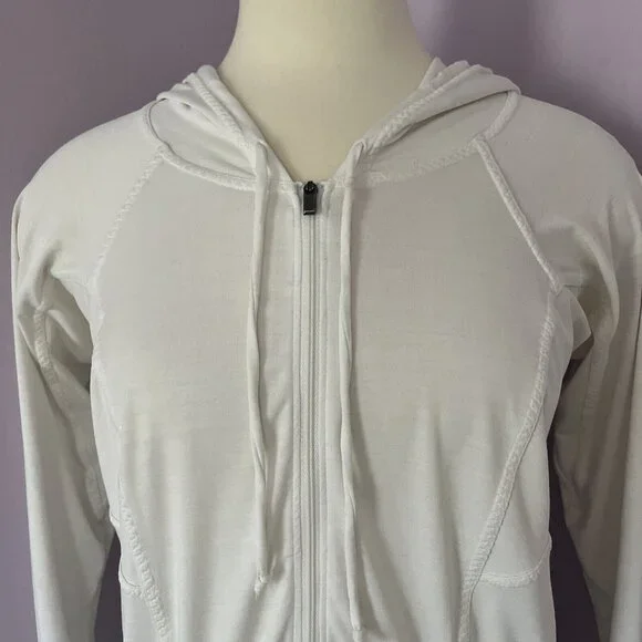 Athleta Pullover Womens M White Hoodie 1/2 Zip Athleisure - Picture 2 of 6